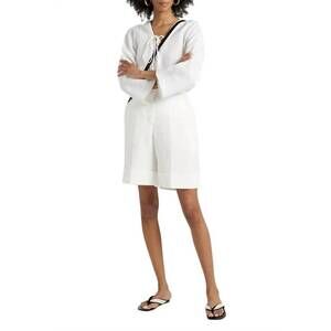 NEW KING & TUCKFIELD high-rise jacquard shorts in white